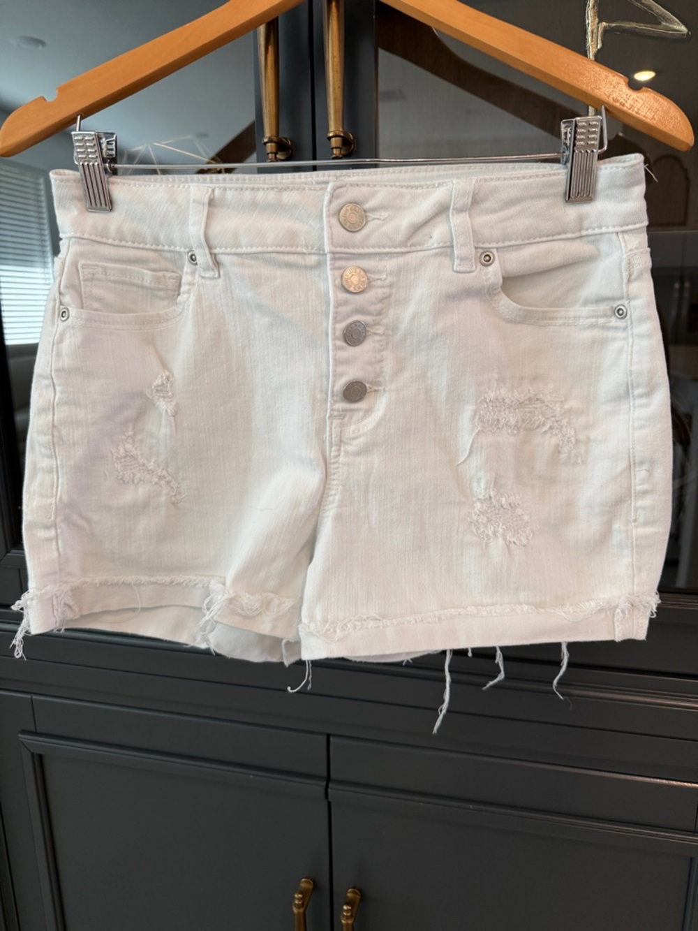 Southern Tide White Distressed Denim Shorts